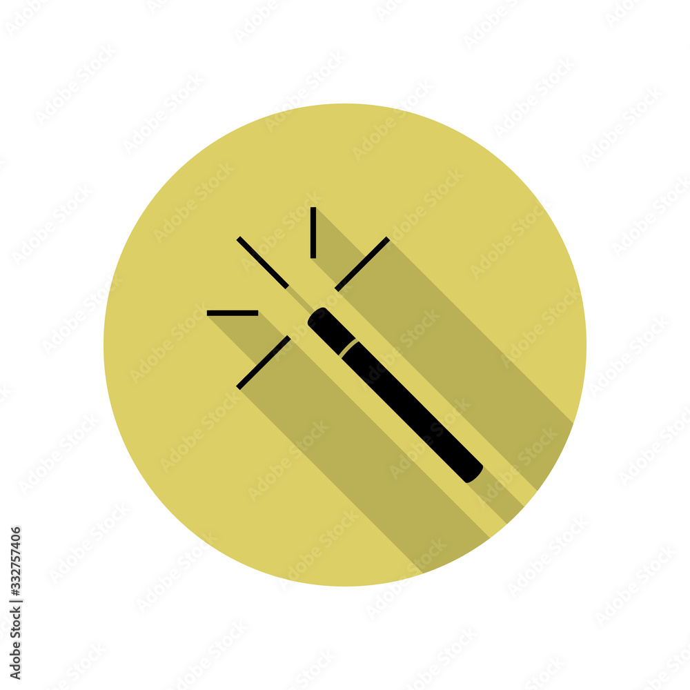 Poster magic wand long shadow icon. simple glyph, flat vector of web icons for ui and ux, website or mobile
