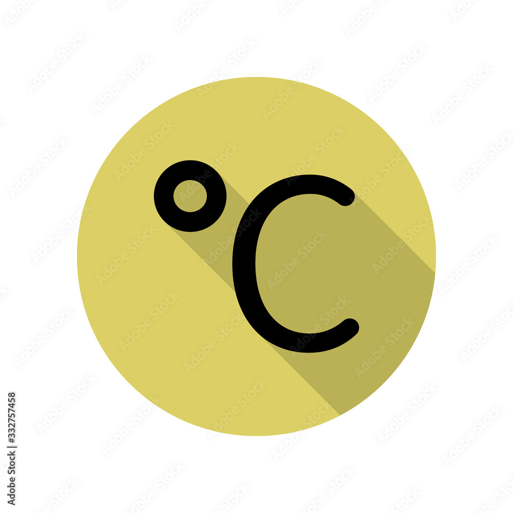 Poster celsius long shadow icon. simple glyph, flat vector of web icons for ui and ux, website or mobile ap
