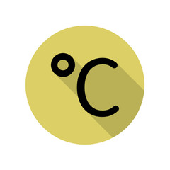 Celsius long shadow icon. Simple glyph, flat vector of web icons for ui and ux, website or mobile application
