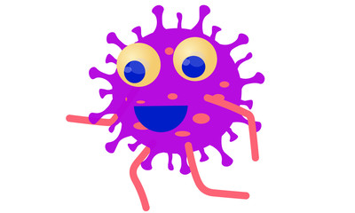 corona virus happy caracter cartoon figur running