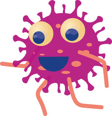 corona virus happy caracter cartoon figur running