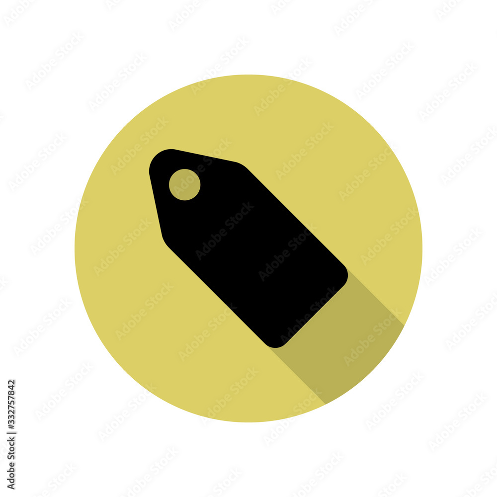 Poster tag long shadow icon. simple glyph, flat vector of web icons for ui and ux, website or mobile applic