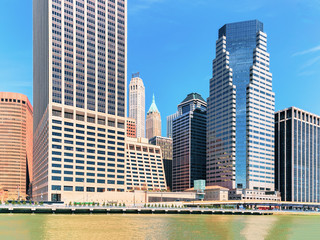 Fototapeta na wymiar Manhattan downtown over East River New York City USA