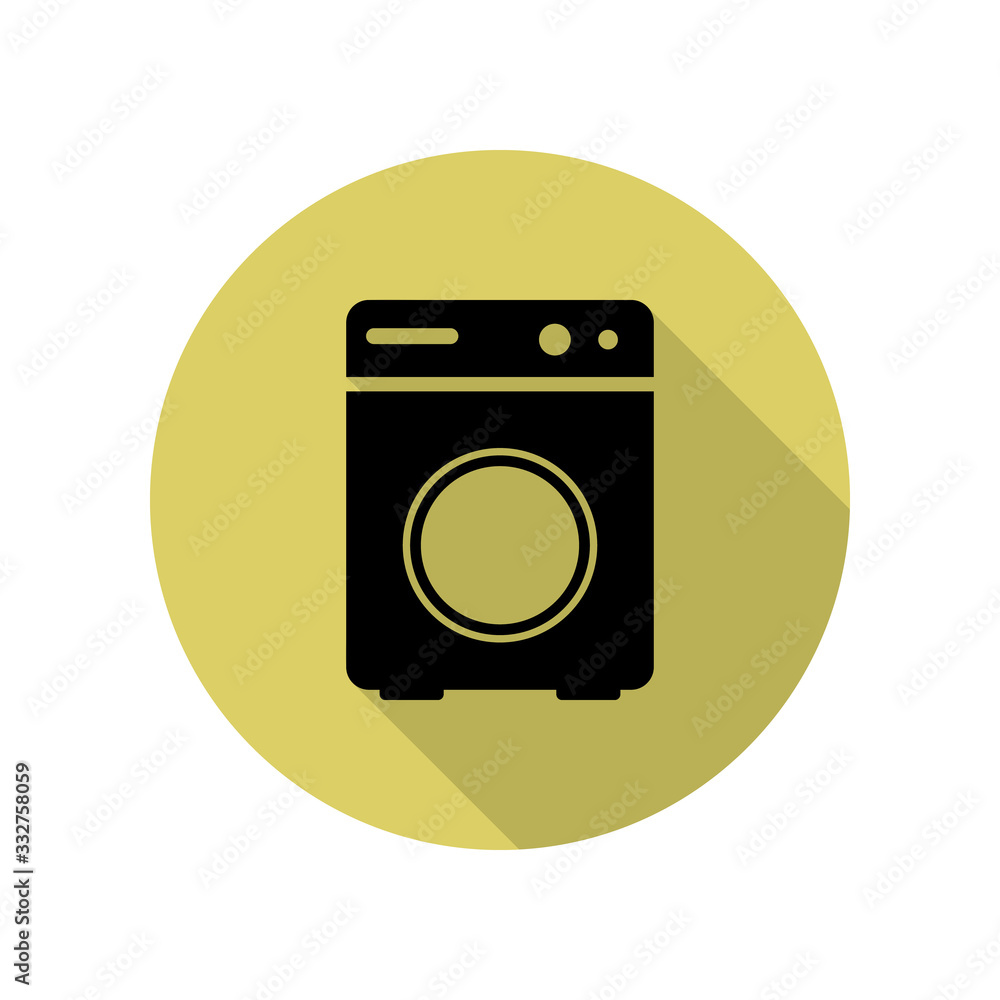 Poster washing machine long shadow icon. simple glyph, flat vector of web icons for ui and ux, website or m
