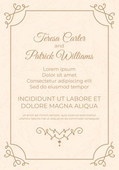 Invitation card with floral seamless pattern. Wedding invitation. Template cards.