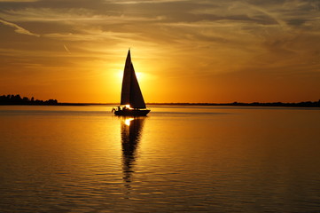 sailboat at sunset