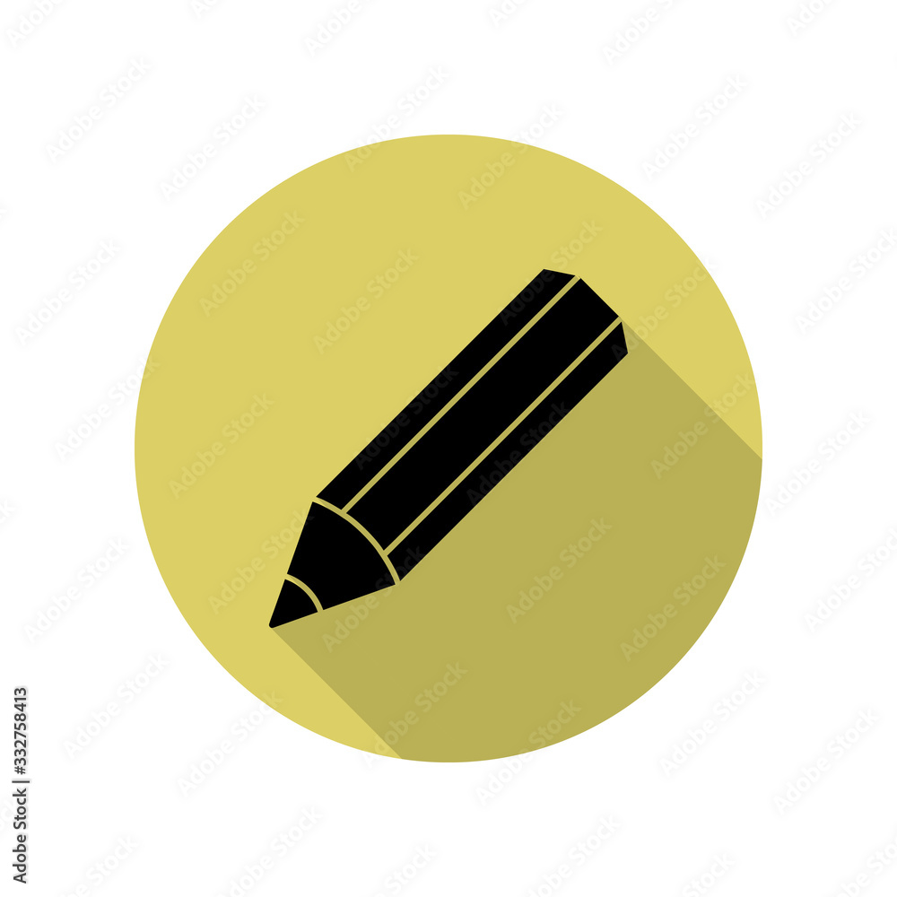 Poster pencil long shadow icon. simple glyph, flat vector of web icons for ui and ux, website or mobile app