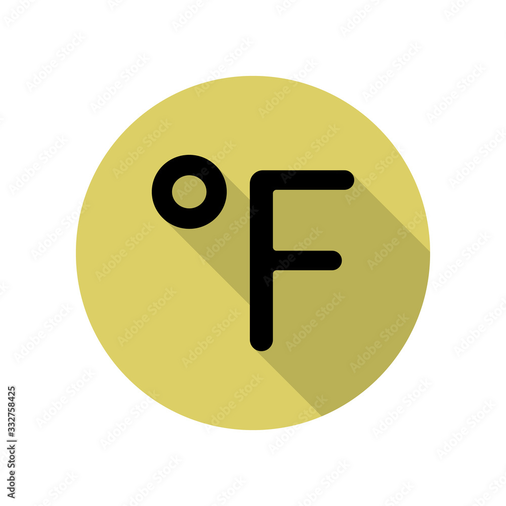 Aufkleber fahrenheit sign long shadow icon. simple glyph, flat vector of web icons for ui and ux, website or m