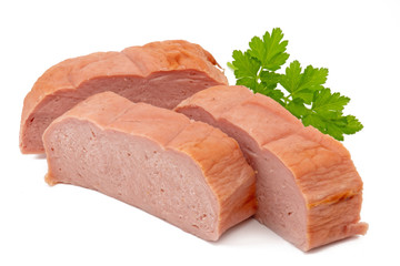 Frisch gebackener bayerischer Leberkäse aus dem Ofen