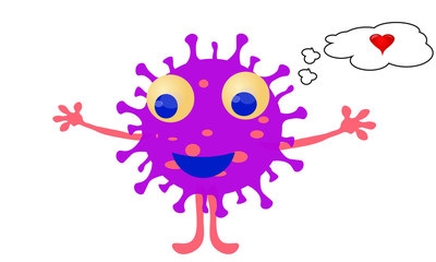 corona virus cute cartoon character open for a hug