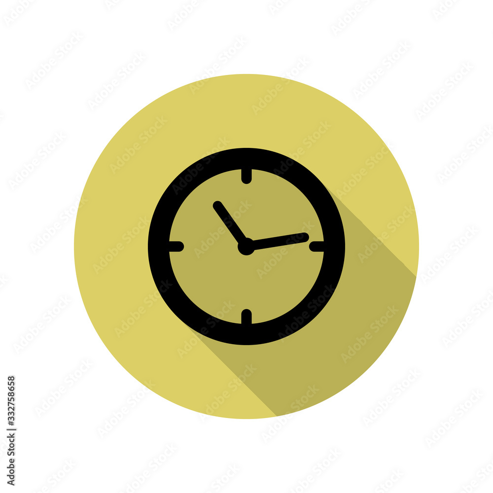 Poster clock long shadow icon. simple glyph, flat vector of web icons for ui and ux, website or mobile appl