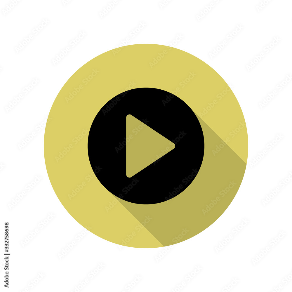 Poster play sign long shadow icon. simple glyph, flat vector of web icons for ui and ux, website or mobile 