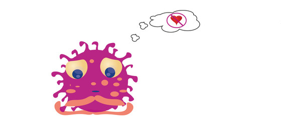 corona virus cute cartoon character sad alone in isolation