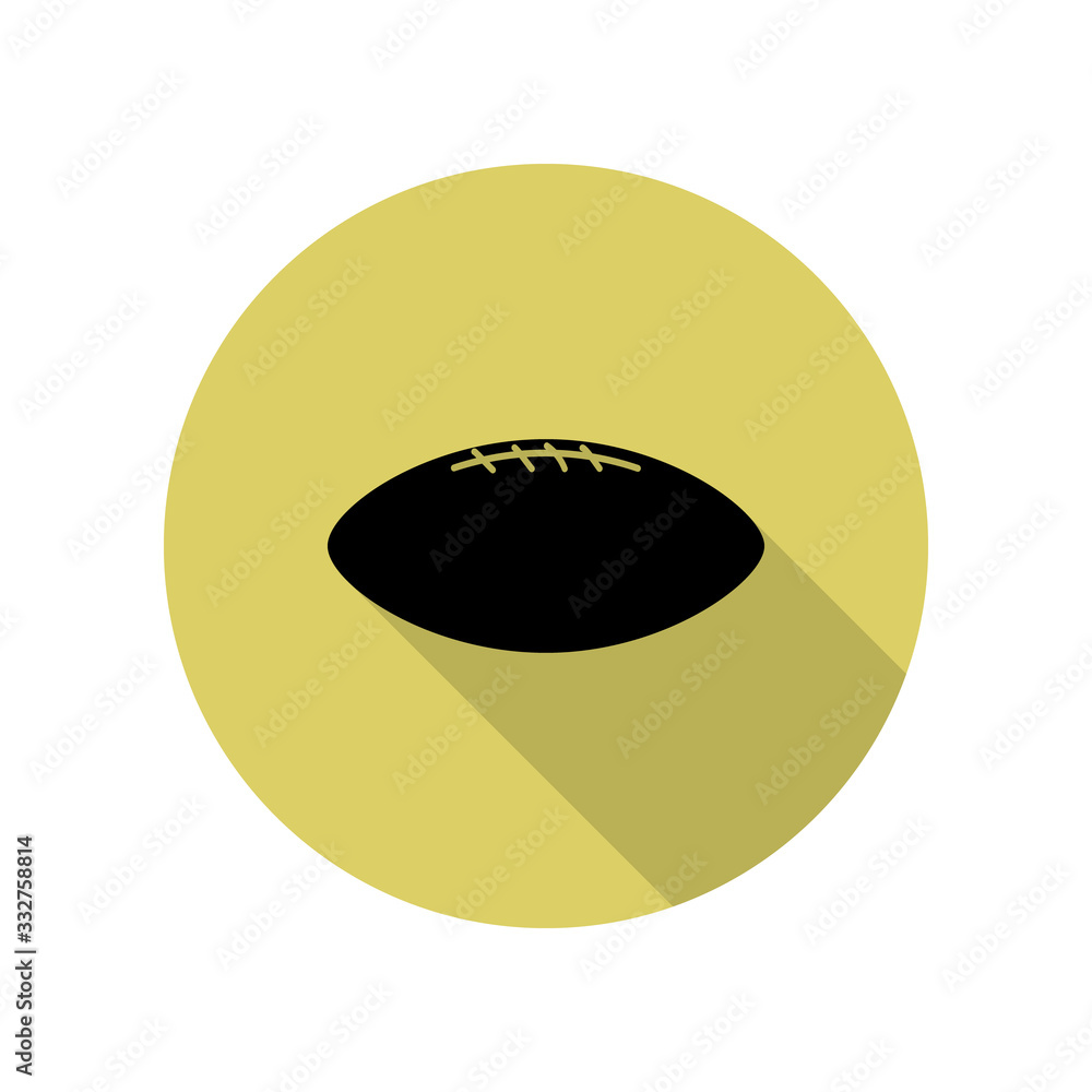 Poster rugby ball long shadow icon. simple glyph, flat vector of web icons for ui and ux, website or mobile