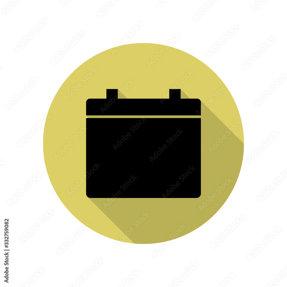Poster battery long shadow icon. simple glyph, flat vector of web icons for ui and ux, website or mobile ap