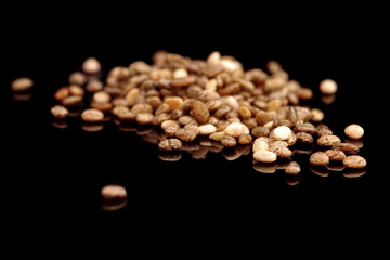 Chia seeds on a black background - 332759497