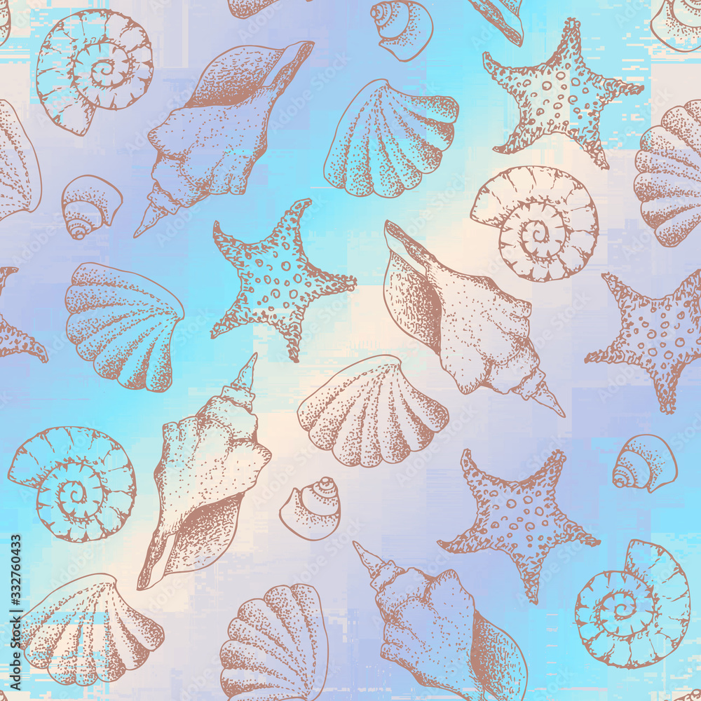 Poster seamless pattern. hand draw in marine style. vector illustration.