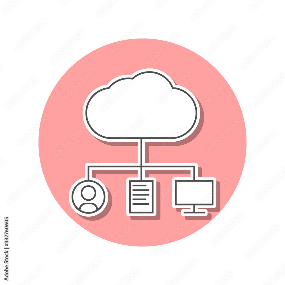 Poster cloud storage sticker icon. simple thin line, outline vector of web icons for ui and ux, website or 