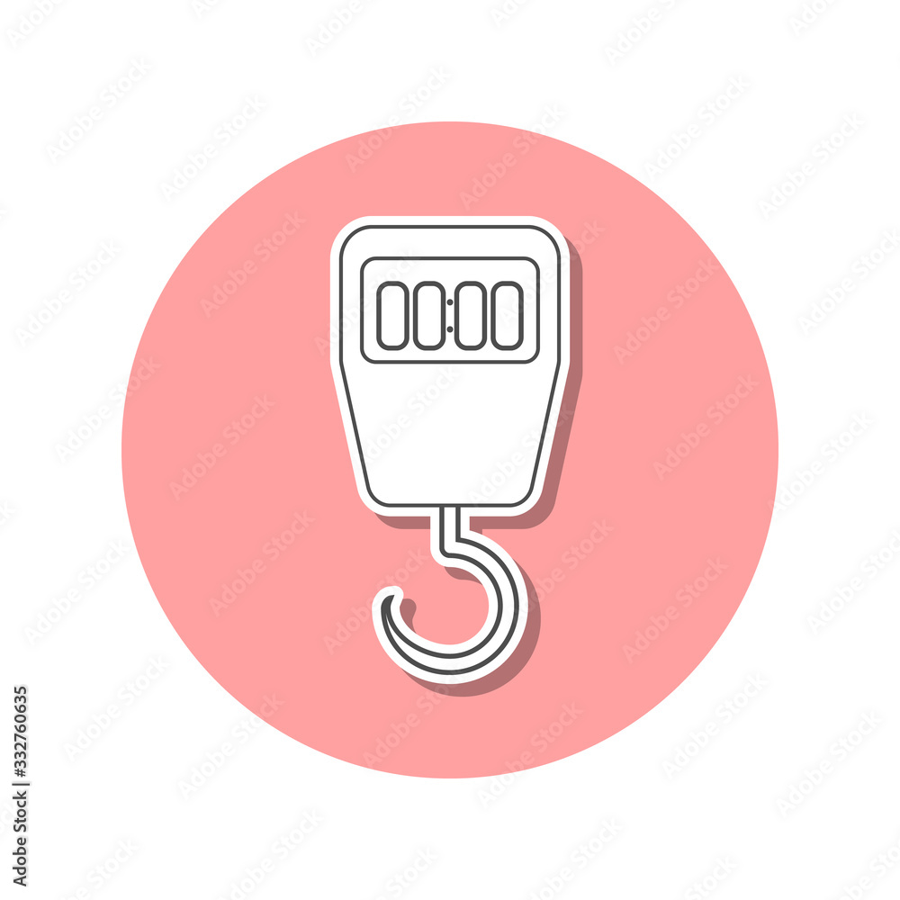 Poster electronic scales with hook sticker icon. simple thin line, outline vector of web icons for ui and u