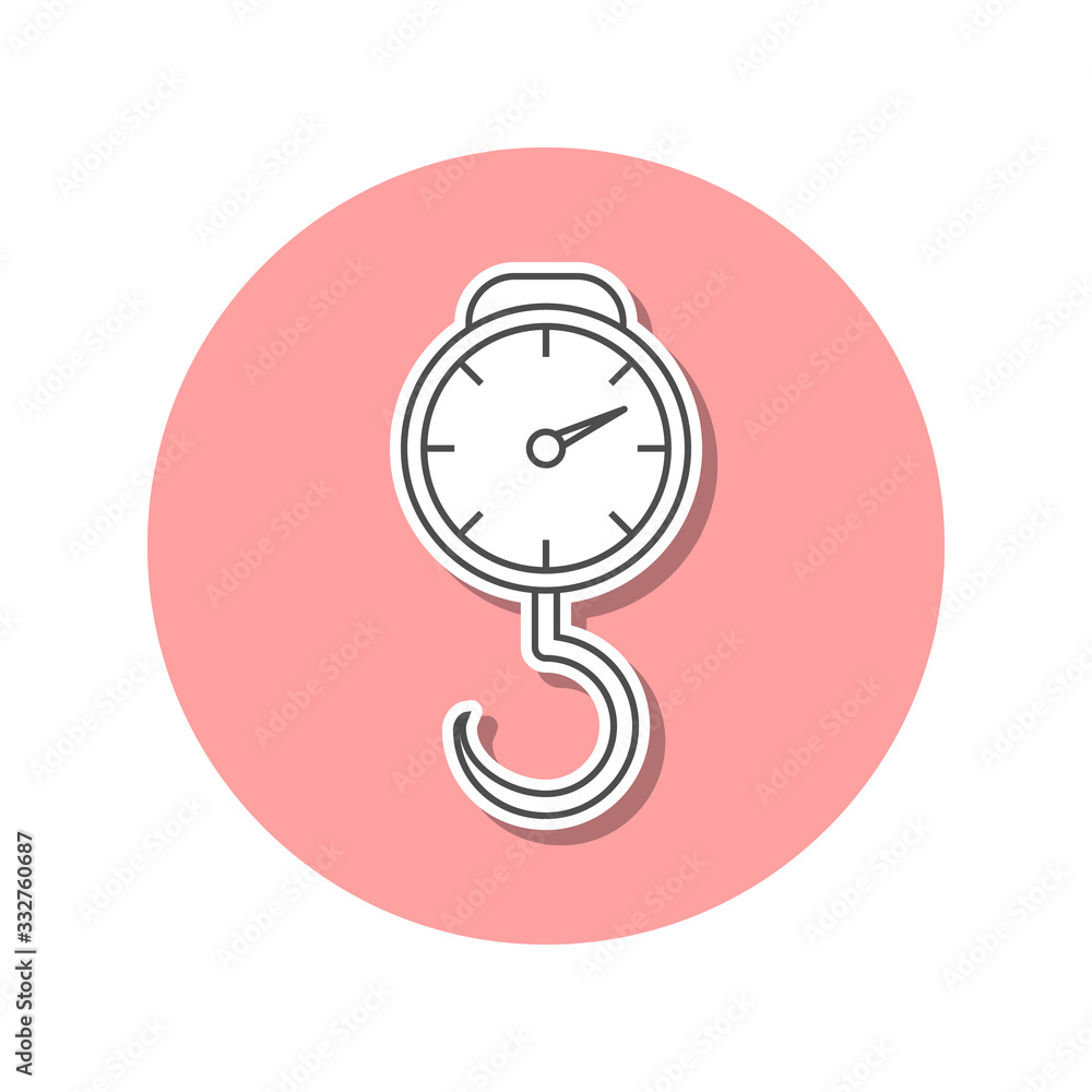 Poster mechanical balance with hook sticker icon. simple thin line, outline vector of web icons for ui and 