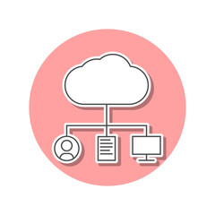 Cloud storage sticker icon. Simple thin line, outline vector of web icons for ui and ux, website or mobile application