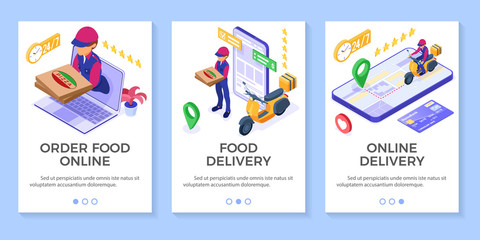 online food pizza order delivery service banners