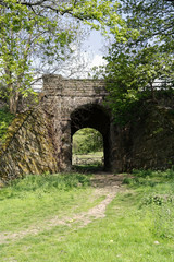 Fototapeta na wymiar Footpath under railway bridge, Hathersage Derbyshire England