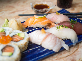 Close up of sushi plate