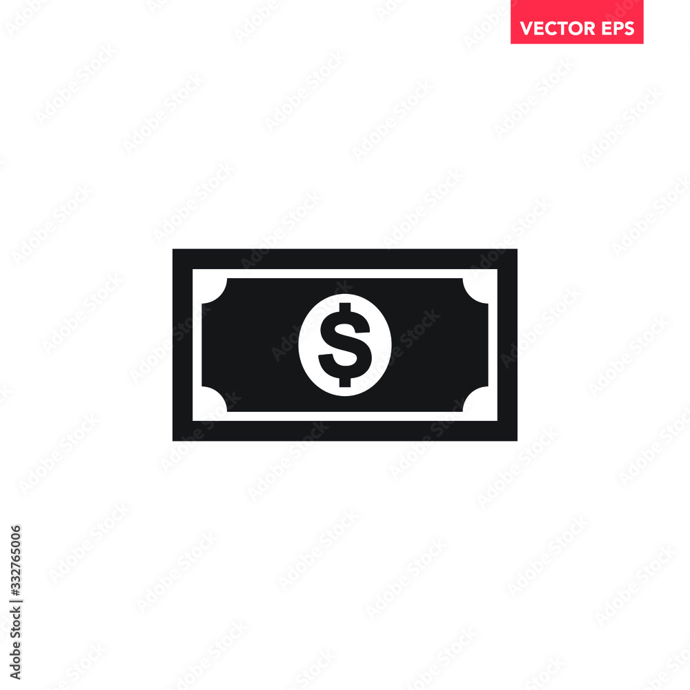 Poster single black paper money icon, simple infographic interface concept elements, app ui ux web button l