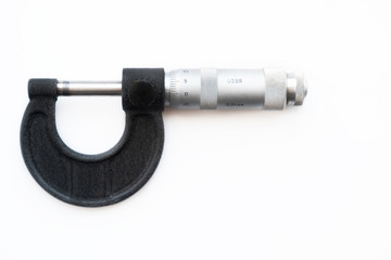 Micrometer on a white background, top view.