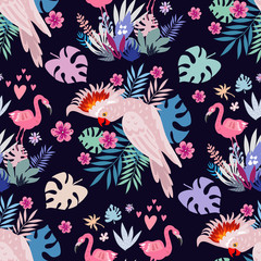 Parrot and flamingo pattern 5