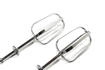 Metal whisk for mixer isolated on white background