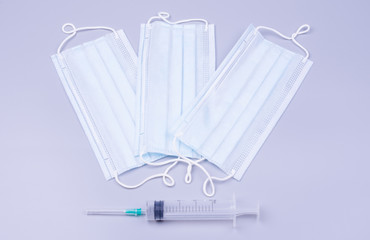 medical mask and syringe