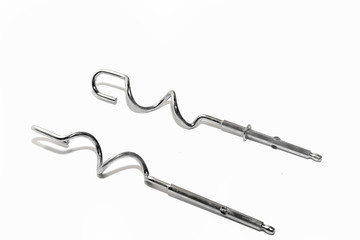 Metal whisk for mixer isolated on white background