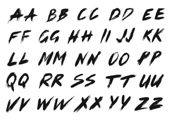 ABC set with alternatives. Brush Font. Alphabet from paintbrush strokes. - 332766859