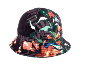 Women's Colorful Summer Floral Cotton Bucket Hat Isolated on White