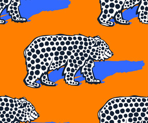 Vector background hand drawn doodle bear. Hand drawn ink illustration. Modern ornamental decorative background. Vector pattern. Print for textile, cloth, wallpaper, scrapbooking