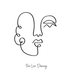 Fashion One line drawing women faces