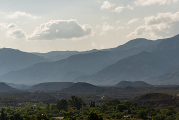 View at the Andes mountain range from San Martin park in Mendoza, Argentina