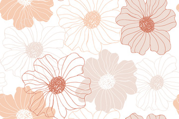 Floral seamless pattern with blossom flowers