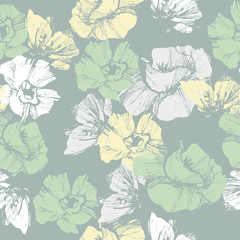 Elegant seamless pattern with poppy flowers - 332768800