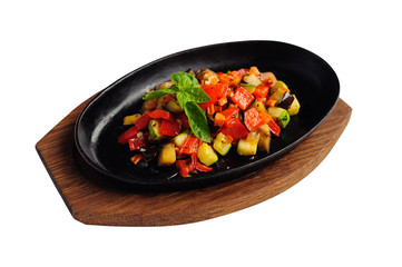 Vegetable ratatouille in cast iron pan