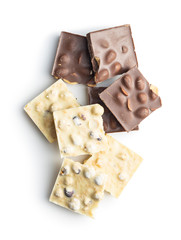 Dark and white chocolate bars with hazelnuts