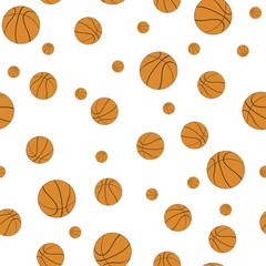 Seamless background with basketballs. Vector drawing.