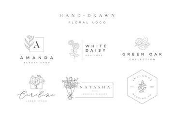 Minimalist hand drawn floral logo