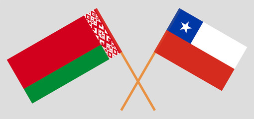 Crossed flags of Belarus and Chile