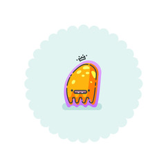 Vector illustration of coronavirus bacteria cute cartoon character, little monster. infection icon baby picture. 