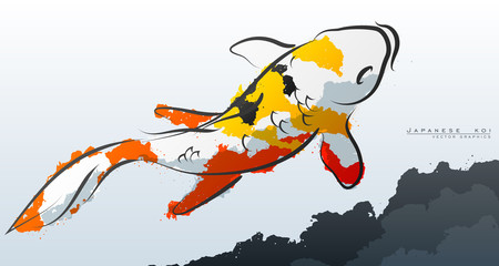 Japanese koi. Vector illustration. Compound paths with gradients for easy color change.