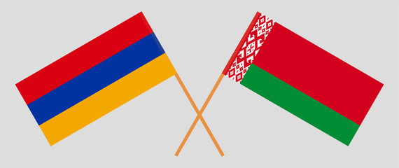 Crossed flags of Belarus and Armenia