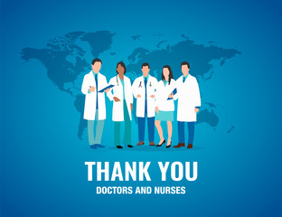 Thank you to all doctors and nurses in the world vector